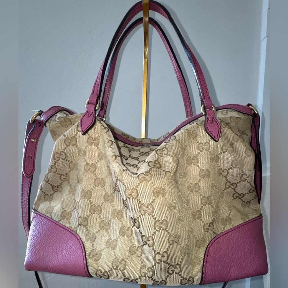 Gucci Beige and Purple/Pink Shoulder Bag
